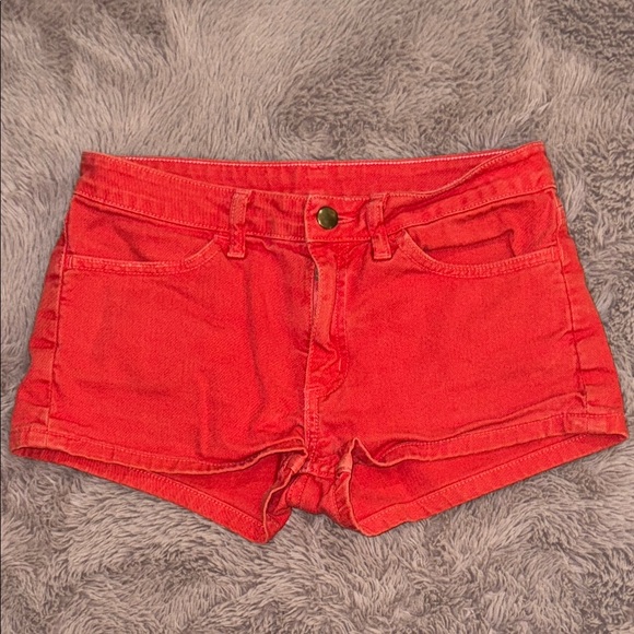American Apparel Pants - American Apparel Red Jean Shorts button zip closure daisy dukes short denim 26